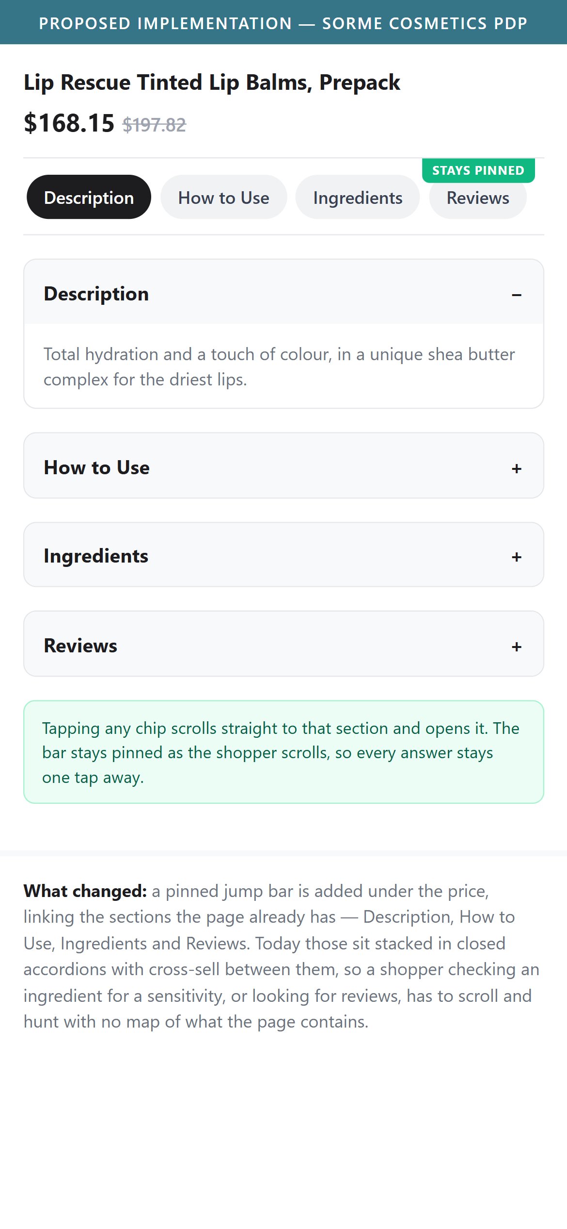 Proposed Implementation — Sorme Cosmetics